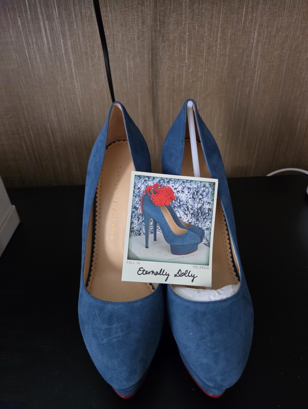 Charlotte Olympia Navy Suede Women's Heels 9.5 NEVER WORN